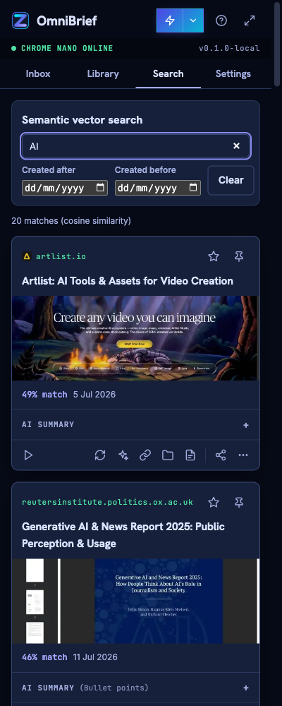 OmniBrief searchable local vector library