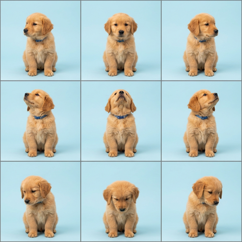 Direct 3x3 sprite sheet generated from pure prompt using image diffusion