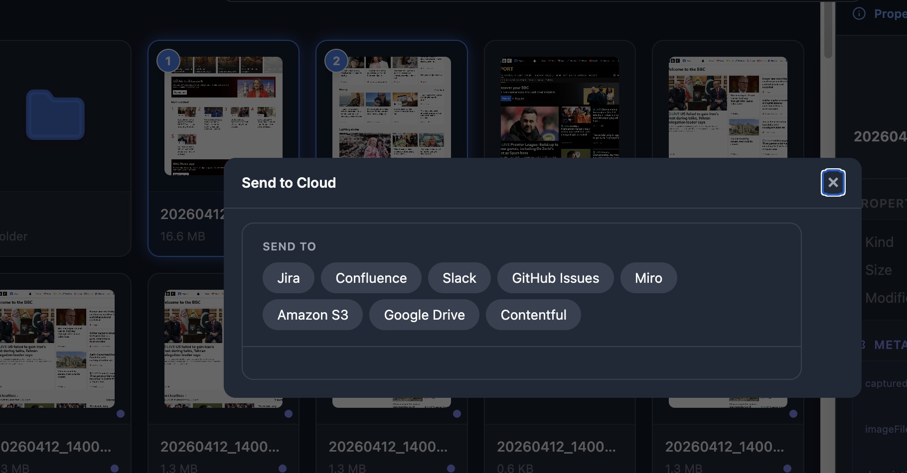 OmniCapt Connected Workflows showing Slack, Jira and cloud storage integration